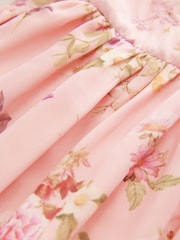 Pink Floral Long Sleeve Embellished Dress (3-10yrs) - Image 7 of 10