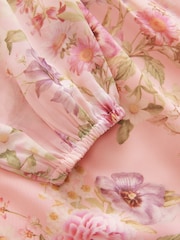 Pink Floral Long Sleeve Embellished Dress (3-10yrs) - Image 9 of 10