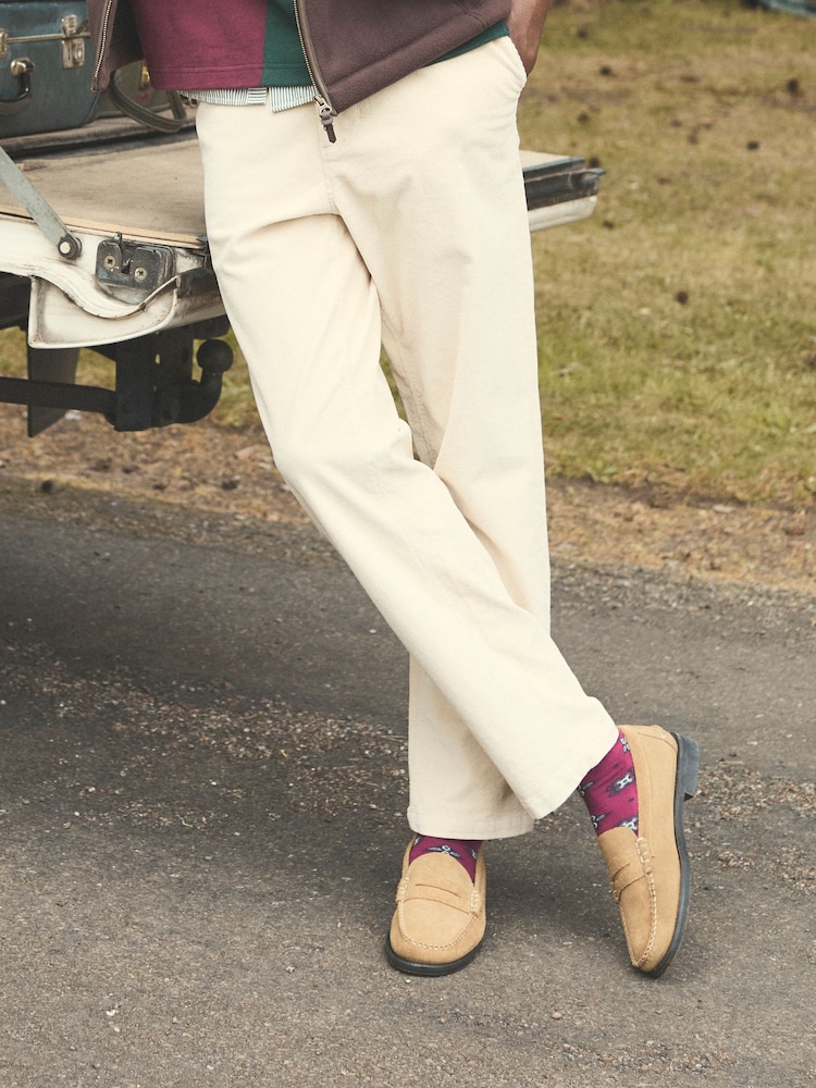Joules Relaxed Fit Cream Cotton-Rich Cord Trousers - Image 1 of 3 Joules Relaxed Fit Cream Cotton-Rich Cord Trousers - Image 1 of 3