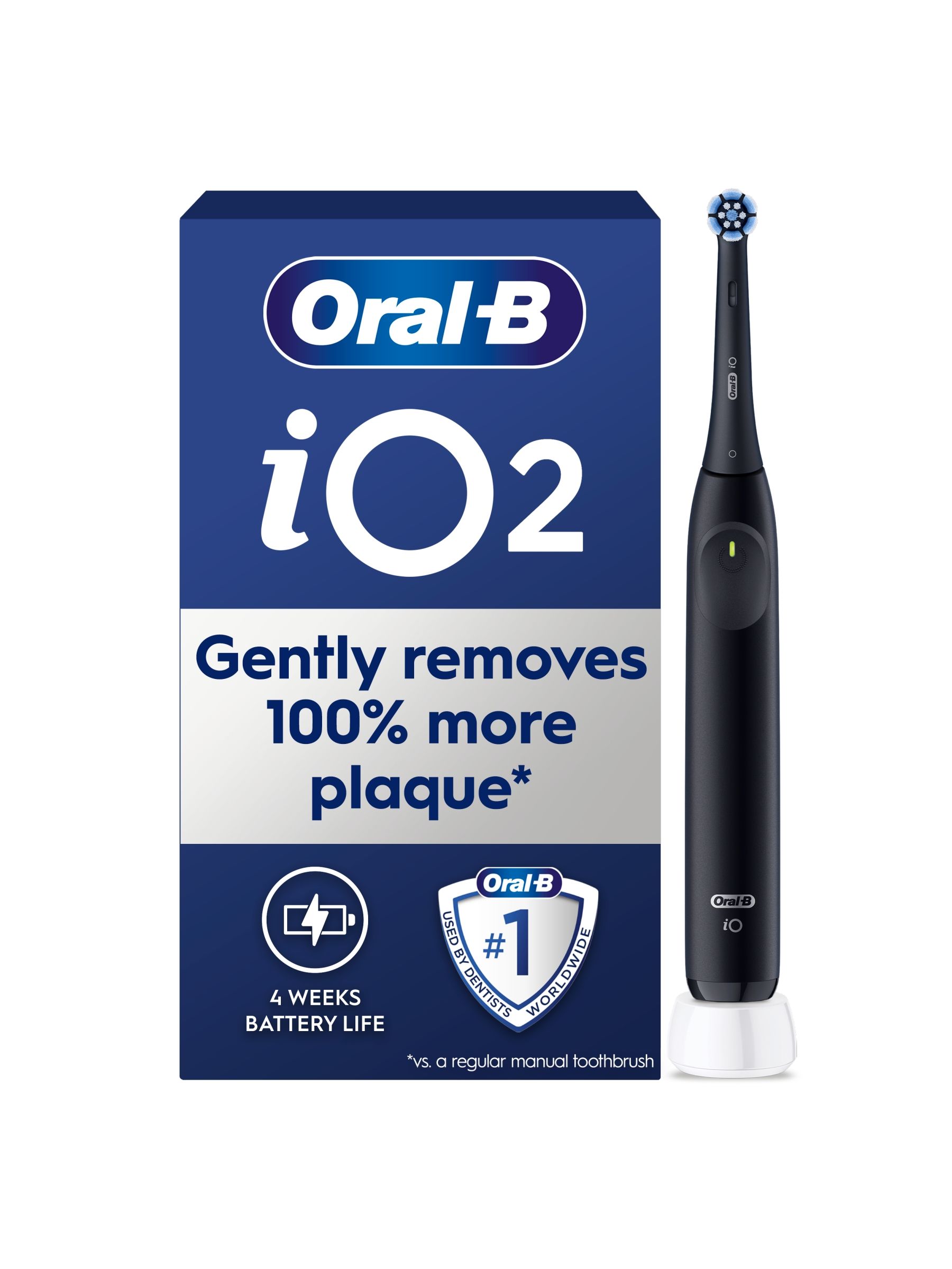 Oral-B Io2 Electric Toothbrush, 3 Modes, 100% Cleaner Teeth, Automatic Pressure Sensor, Quite Sound, Long-Lasting Battery, Night Black - Image 8