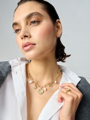 Aela 18k Gold Plated Heart Charm And Freshwater Pearl Necklace - Image 1 of 3