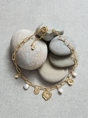 Aela 18k Gold Plated Heart Charm And Freshwater Pearl Necklace - Image 3 of 3