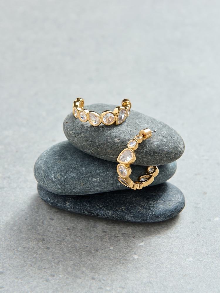 Aela 18k Gold Plated Stone Hoop Earrings - Image 4 of 4