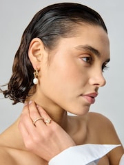 AELA 18k Gold Plated Swirl Freshwater Pearl Earrings - Image 1 of 3