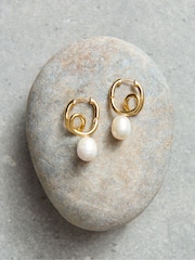 AELA 18k Gold Plated Swirl Freshwater Pearl Earrings - Image 3 of 3