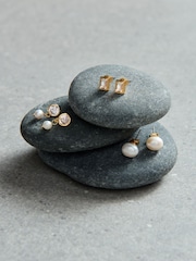 Aela 18k Gold Plated Stone And Freshwater Pearl Earrings Set - Image 1 of 3