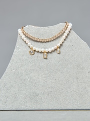 Aela 18k Gold Plated Stone And Freshwater Pearl Bracelet Set - Image 2 of 3