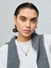 Aela Genuine Leather Cord 18k Gold Plated Snakechain Multirow Necklace - Image 3 of 3