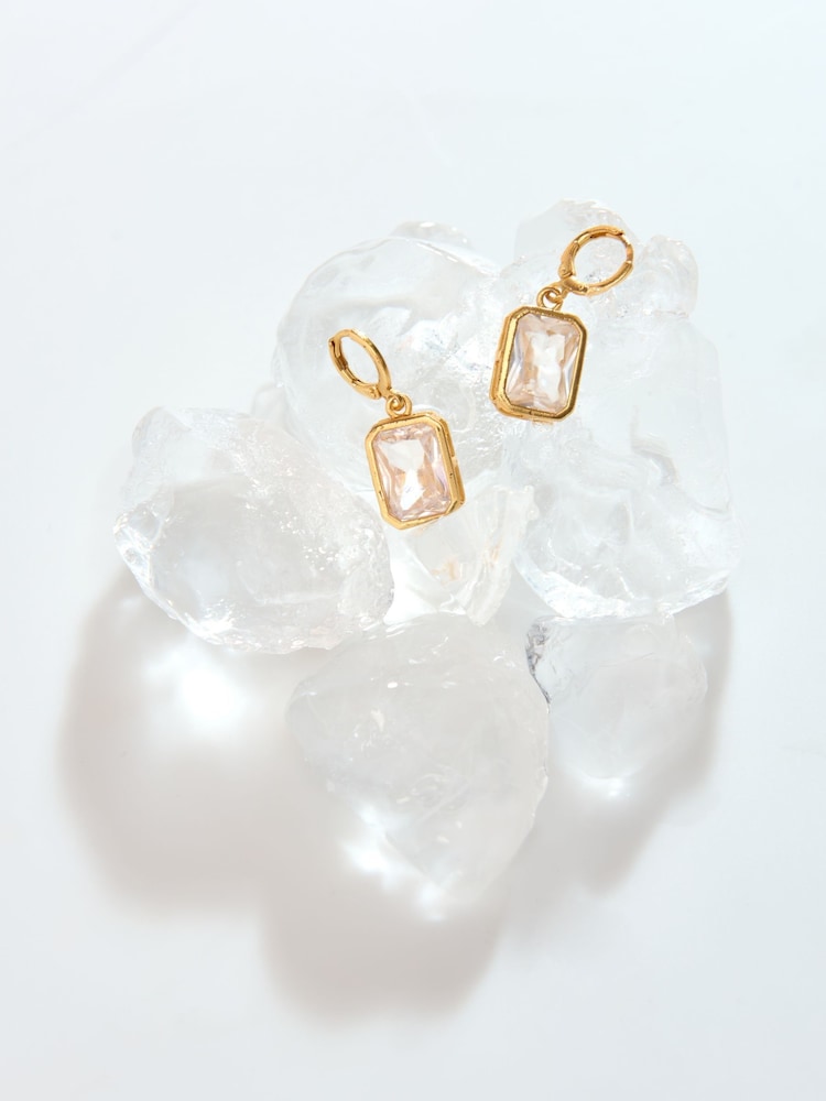 Aela 18k Gold Plated Stone Drop Earrings - Image 2 of 3 Aela 18k Gold Plated Stone Drop Earrings - Image 2 of 3