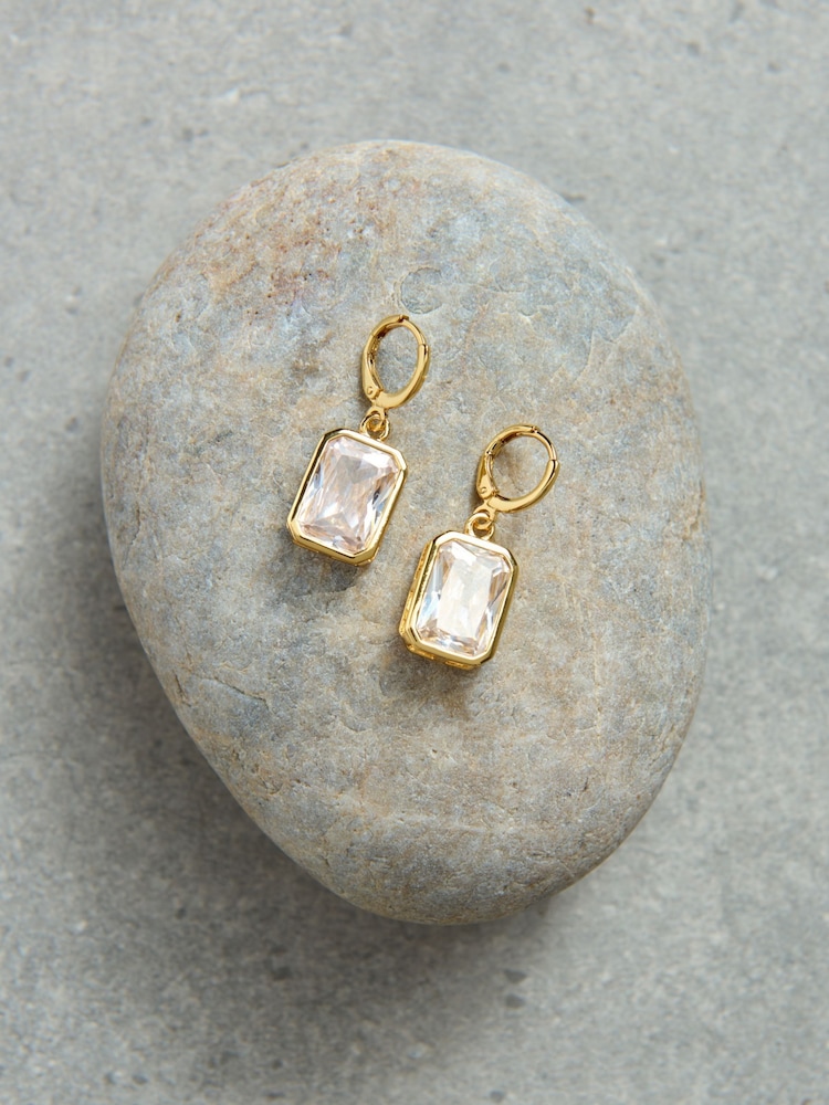 Aela 18k Gold Plated Stone Drop Earrings - Image 3 of 3 Aela 18k Gold Plated Stone Drop Earrings - Image 3 of 3