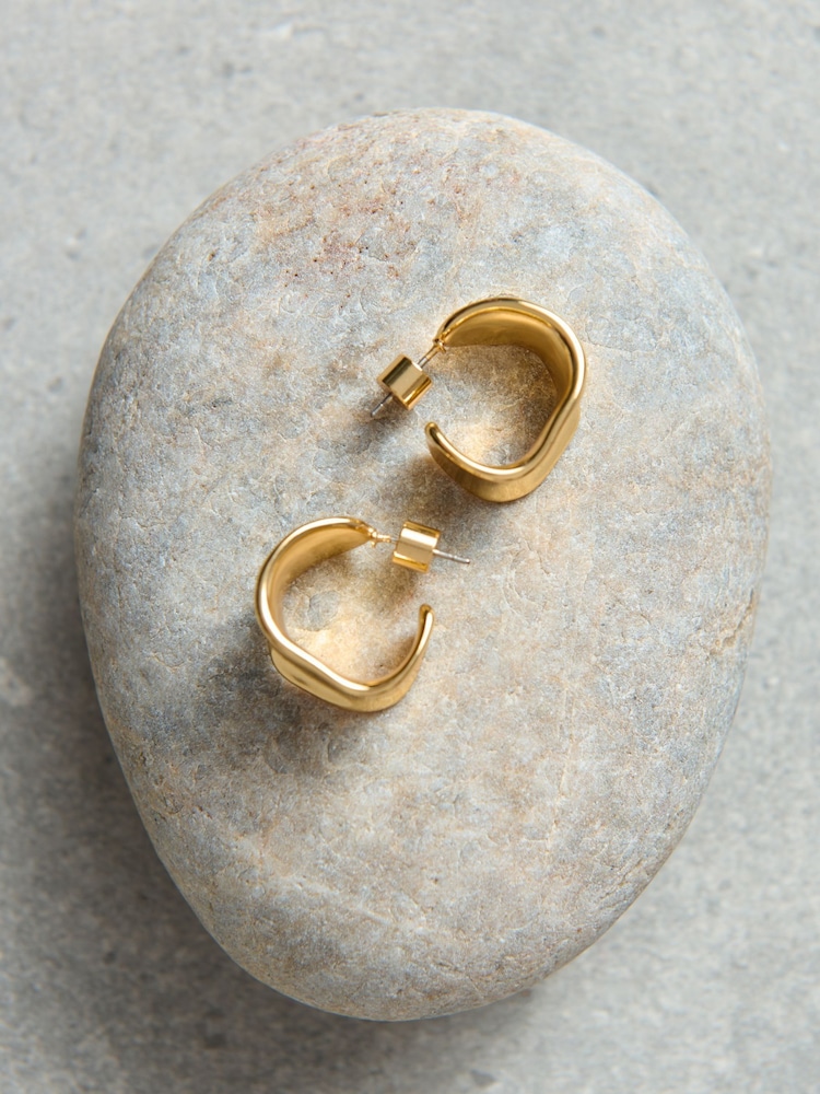 Aela 18k Gold Plated Hoop Earrings - Image 2 of 2 Aela 18k Gold Plated Hoop Earrings - Image 2 of 2