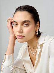 Aela 18k Gold Plated Stone And Freshwater Pearl Multirow Necklace - Image 1 of 4