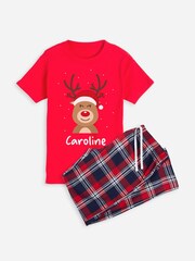 Personalised Womens 100% Cotton Christmas Reindeer Pyjamas by Stitch Style - Image 4 of 5
