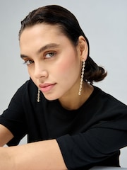 Aela 18k Gold Plated Stone Long Drop Earrings - Image 1 of 3
