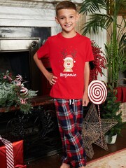 Personalised 100% Cotton Christmas Reindeer Older Boys Pyjamas by Stitch Style - Image 2 of 5
