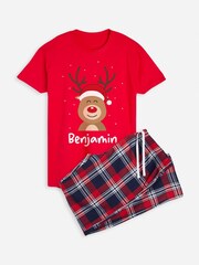 Personalised 100% Cotton Christmas Reindeer Older Boys Pyjamas by Stitch Style - Image 4 of 5