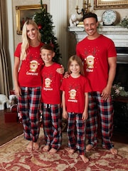 Personalised 100% Cotton Christmas Reindeer Younger Girls Pyjamas by Stitch Style - Image 1 of 5