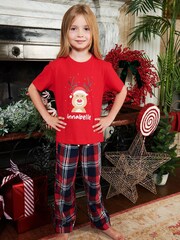 Personalised 100% Cotton Christmas Reindeer Older Girls Pyjamas by Stitch Style - Image 2 of 5