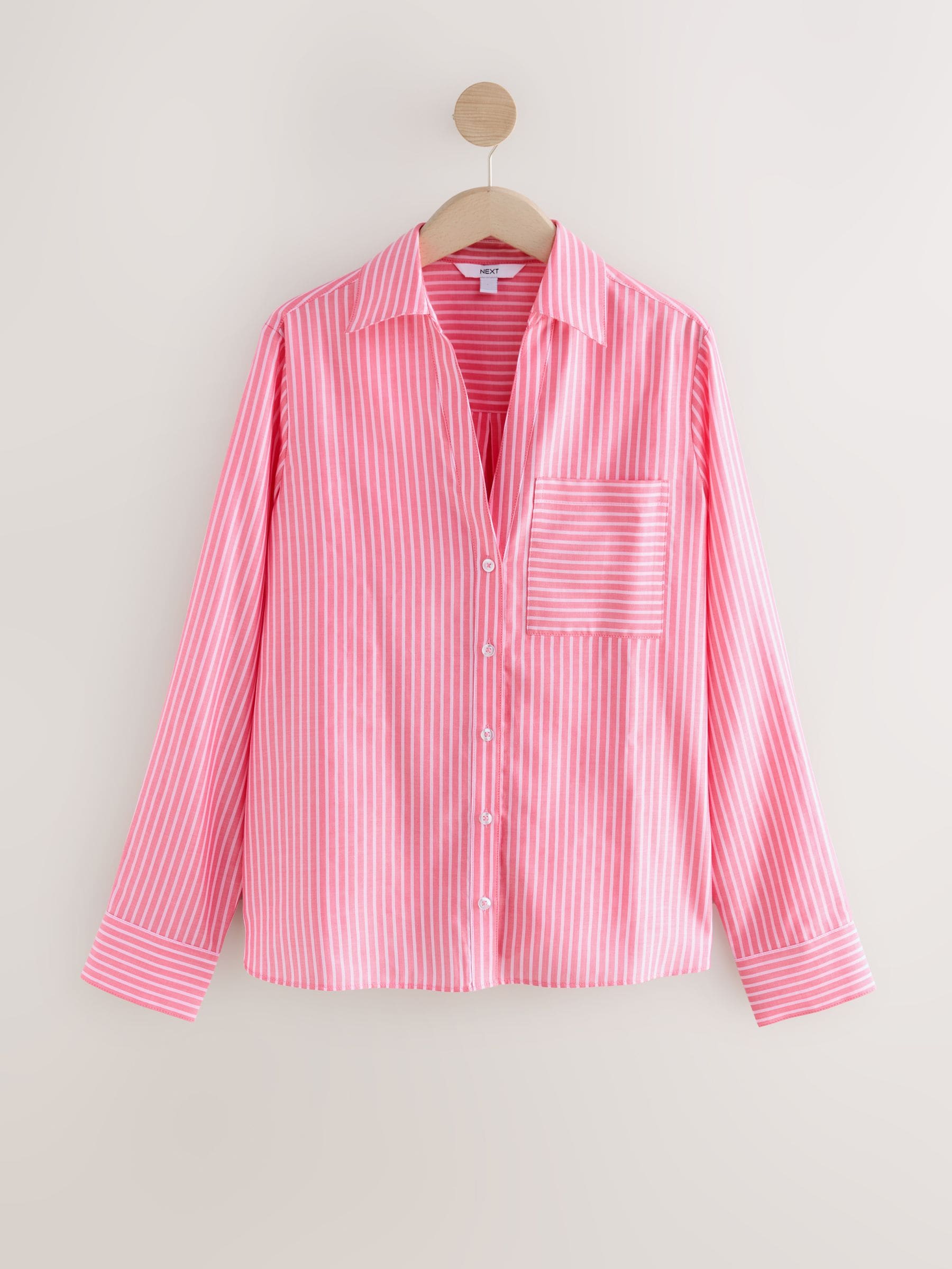 Buy Pink Soft Relaxed Long Sleeve V Neck Shirt from Next USA