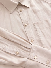 Stone 100% Linen Button Down Relaxed Long Sleeve Shirt - Image 3 of 3