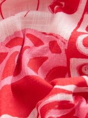 Red/Pink Lobster Print Long Sleeve Shirt With Linen - Image 7 of 8