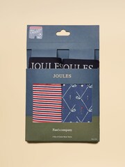 Joules Crown Joules Red/Blue Pack Of Two Cotton Jersey Boxer Shorts - Image 1 of 3