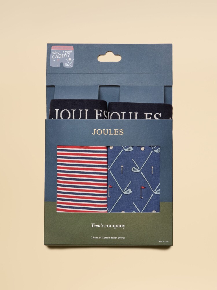 Joules Crown Joules Red/Blue Pack Of Two Cotton Jersey Boxer Shorts - Image 1 of 3