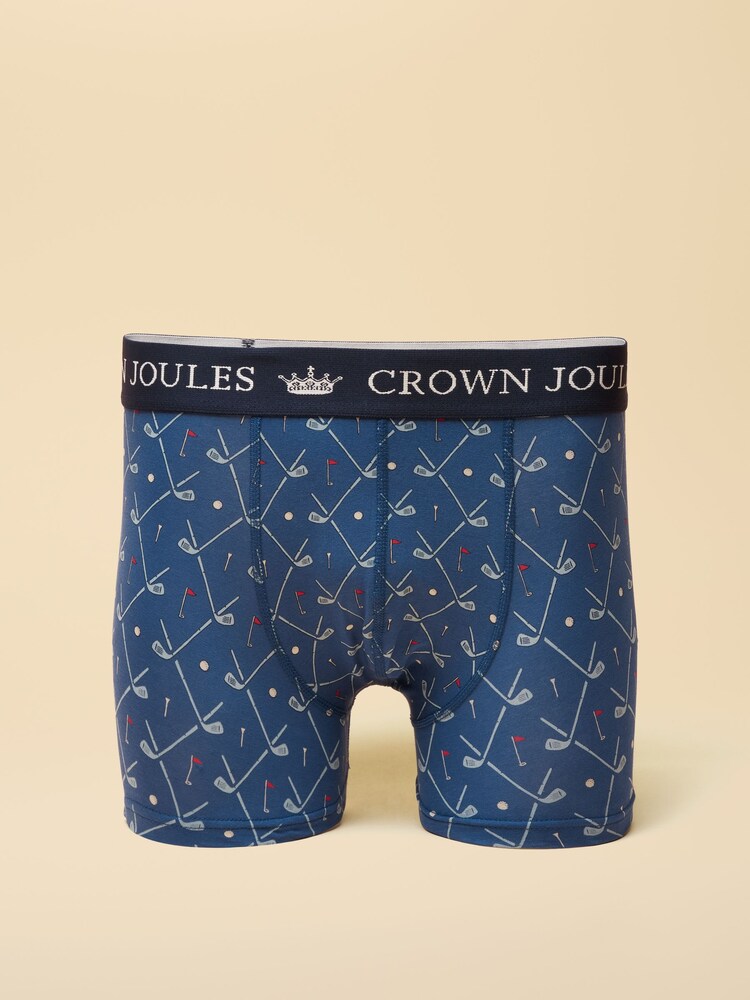Joules Crown Joules Red/Blue Pack Of Two Cotton Jersey Boxer Shorts - Image 2 of 3