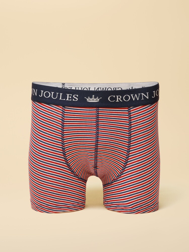 Joules Crown Joules Red/Blue Pack Of Two Cotton Jersey Boxer Shorts - Image 3 of 3