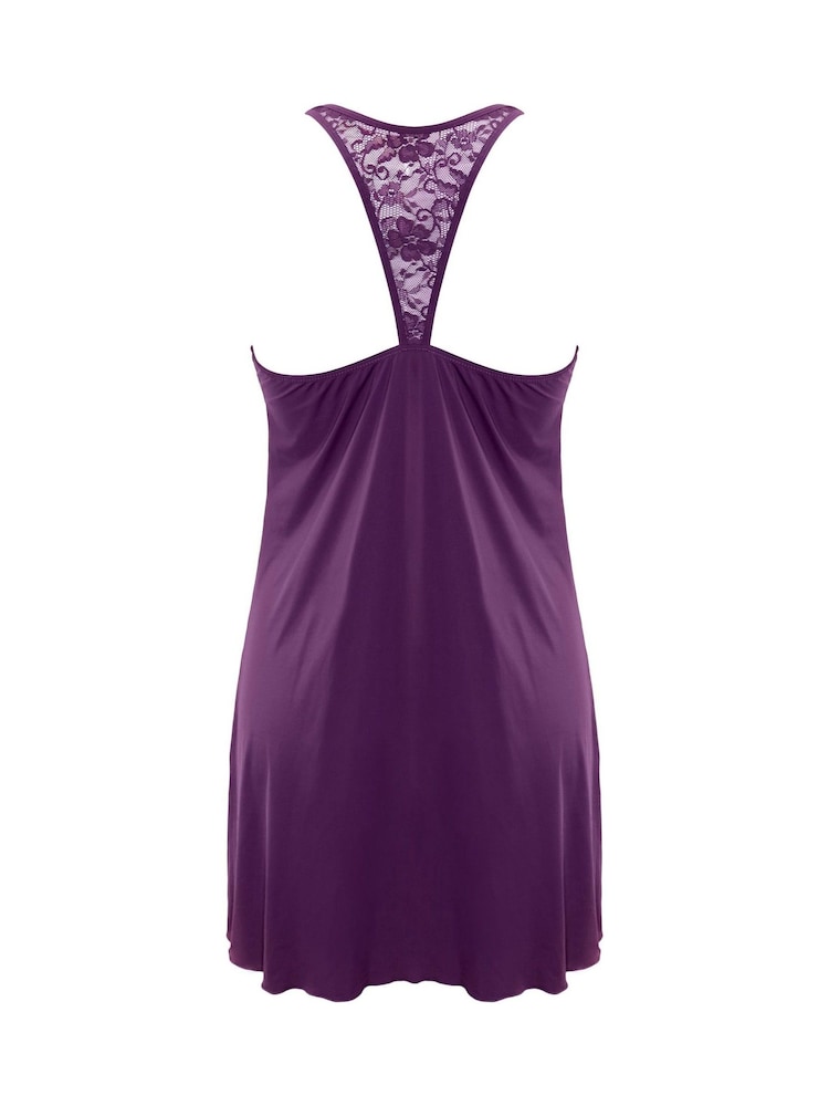 Pour Moi Purple Rebel Back Lace Chemise - Image 4 of 4