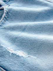 Mid Blue 100% Cotton Crochet Denim Shorts - Image 9 of 9