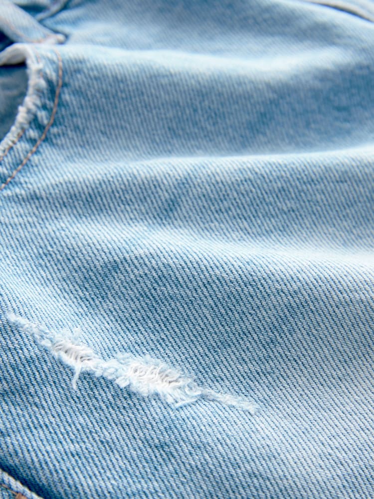 Mid Blue 100% Cotton Crochet Denim Shorts - Image 9 of 9