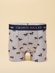 Joules Crown Joules Grey/Navy Pack Of Two Cotton Jersey Boxer Shorts - Image 3 of 3