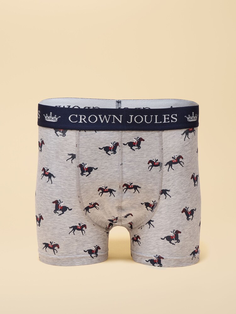 Joules Crown Joules Grey/Navy Pack Of Two Cotton Jersey Boxer Shorts - Image 3 of 3