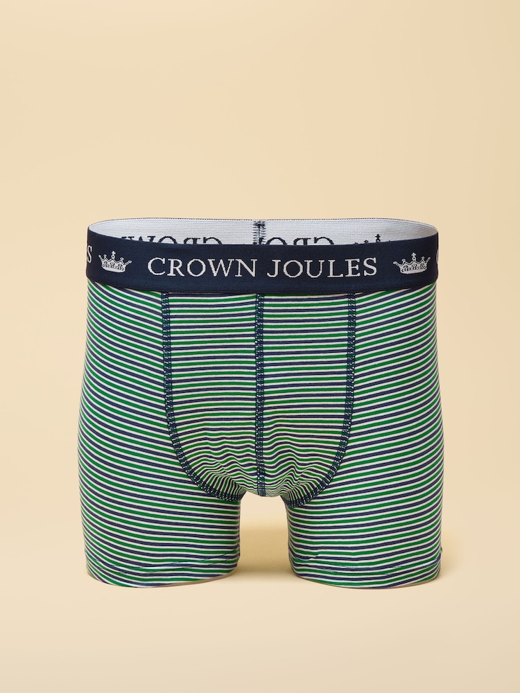 Joules Crown Joules Green/Blue Pack Of Two Cotton Jersey Boxer Shorts - Image 2 of 3 Joules Crown Joules Green/Blue Pack Of Two Cotton Jersey Boxer Shorts - Image 2 of 3
