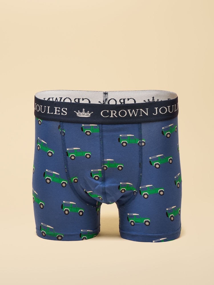 Joules Crown Joules Green/Blue Pack Of Two Cotton Jersey Boxer Shorts - Image 3 of 3 Joules Crown Joules Green/Blue Pack Of Two Cotton Jersey Boxer Shorts - Image 3 of 3