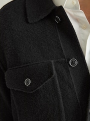 Reiss Black Flinch Wool Button Through Knitted Jacket - Image 4 of 6