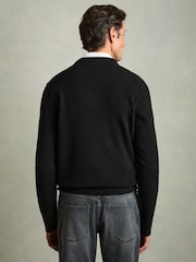 Reiss Black Flinch Wool Button Through Knitted Jacket - Image 5 of 6