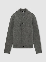 Reiss Charcoal Flinch Wool Button Through Knitted Jacket - Image 2 of 6
