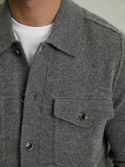 Reiss Charcoal Flinch Wool Button Through Knitted Jacket - Image 4 of 6