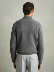 Reiss Charcoal Flinch Wool Button Through Knitted Jacket - Image 5 of 6