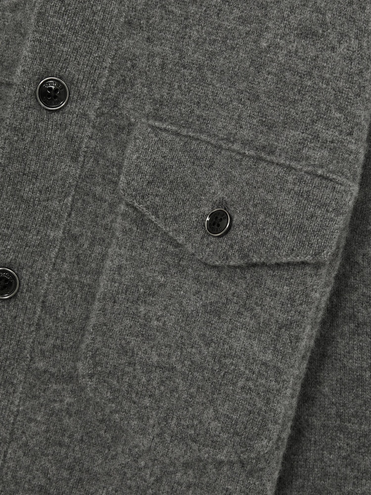 Reiss Charcoal Flinch Wool Button Through Knitted Jacket - Image 6 of 6
