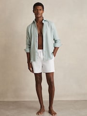 Reiss White Cliff Drawstring Swim Shorts - Image 1 of 7