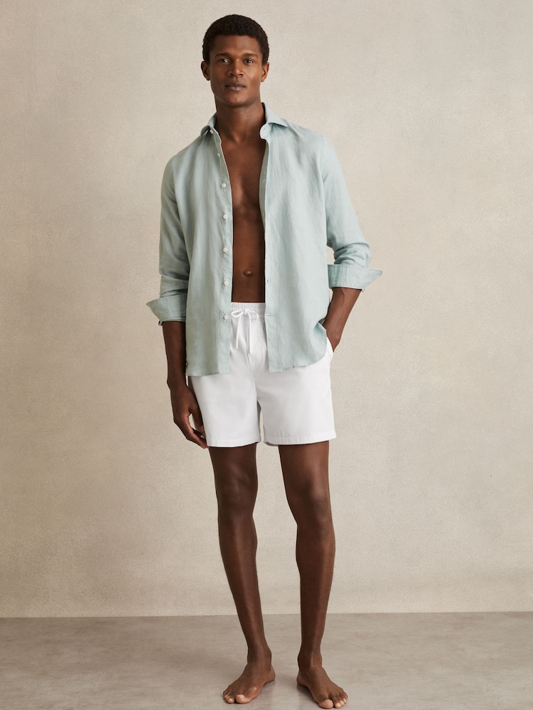 Reiss White Cliff Drawstring Swim Shorts - Image 1 of 7
