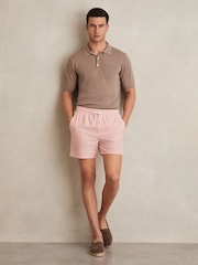 Reiss Pink Cliff Drawstring Swim Shorts - Image 1 of 5