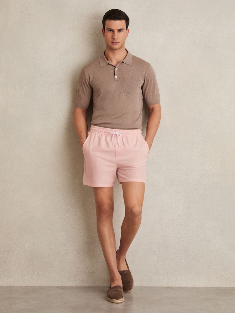 Reiss Pink Cliff Drawstring Swim Shorts - Image 1 of 5