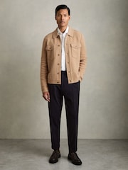 Reiss Camel Melange Flinch Wool Button Through Knitted Jacket - Image 3 of 6