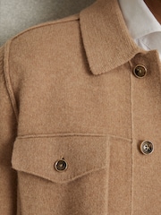 Reiss Camel Melange Flinch Wool Button Through Knitted Jacket - Image 4 of 6