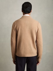 Reiss Camel Melange Flinch Wool Button Through Knitted Jacket - Image 5 of 6