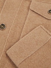 Reiss Camel Melange Flinch Wool Button Through Knitted Jacket - Image 6 of 6